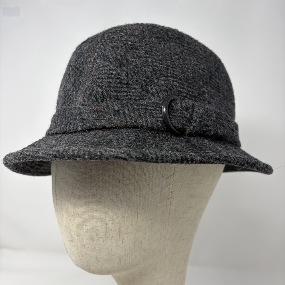 Doria Borsalino Wool Mohair Tweed Cloche Hat Grey Size 57‎ Made in Italy